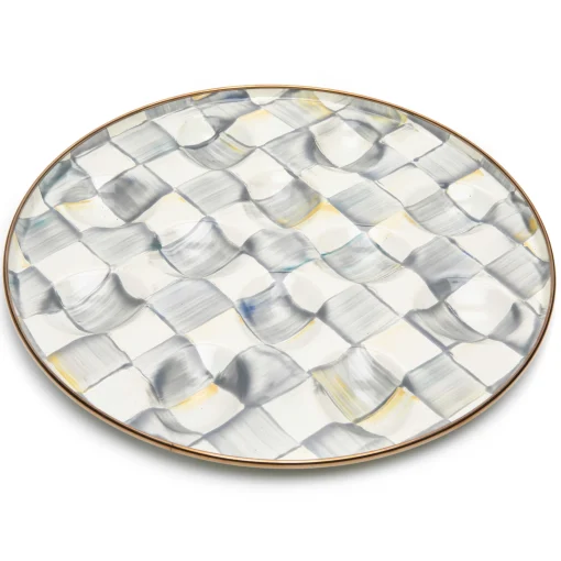 Sterling Check Enamel Egg Plate