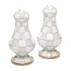 Sterling Check Enamel Large Salt & Pepper Shakers