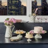 Sterling Check Enamel Pedestal Platter - Mini