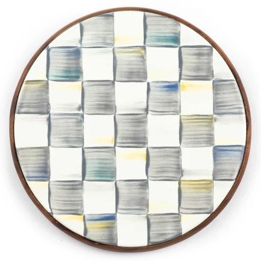 Sterling Check Enamel Trivet - Large