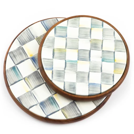 Sterling Check Enamel Trivet - Large