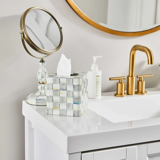 Sterling Check Enamel Vanity Mirror