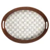 Sterling Check Rattan & Enamel Party Tray