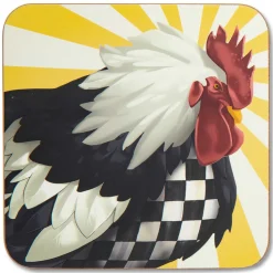 Sunrise Rooster Cork Back Coasters - Set Of 4