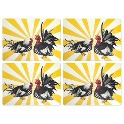 Sunrise Rooster Cork Back Placemats - Set Of 4