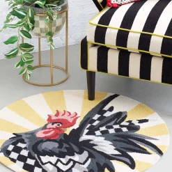 Sunrise Rooster Rug - 3' Round