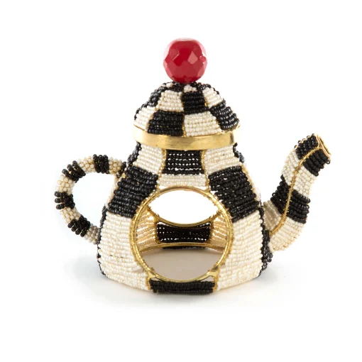 Tea Kettle Napkin Ring - Courtly Check