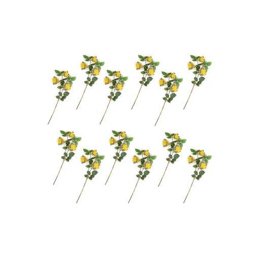 Wild Rose Spray Bouquet - Yellow - Set Of 12