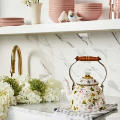 Wildflowers Enamel 2 Qt Tea Kettle - Pink