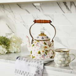 Wildflowers Enamel 2 Qt Tea Kettle - Pink