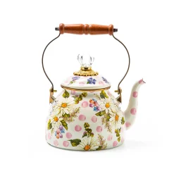 Wildflowers Enamel 2 Qt Tea Kettle - Pink