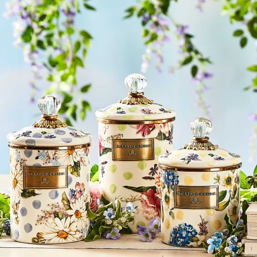 Wildflowers Enamel Large Canister - Green