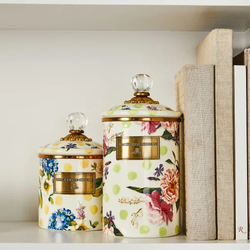 Wildflowers Enamel Large Canister - Green