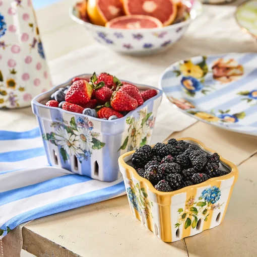 Wildflowers Large Berry Basket - Blue